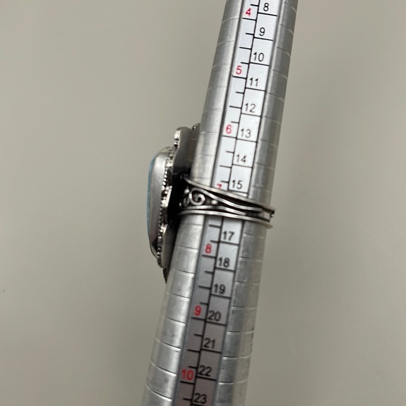 New Larimar Stone Silver Overlay Ring Size 7.25 - Picture 2 of 5